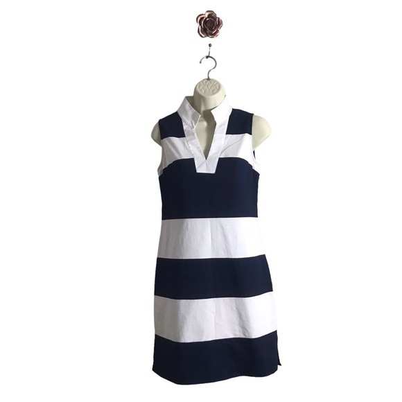 Sail To Sable XS Cotton Block Stripe Sleeveless Tunic Shift Dress Nautical - Picture 2 of 10